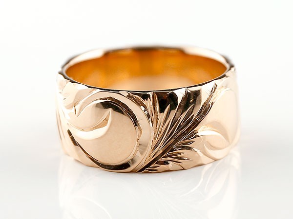 ハワイアンジュエリー 褪紅ゴールド輪 ワイド 指環 ハワイアンリング 地金リング マイレ スクロール レディース 簡明直截 貨物輸送無料 Marchesoni Com Br