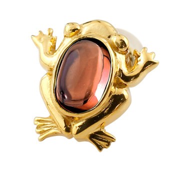 18金 ピアス 18k 片耳 カエル ガーネット 蛙 スタッドピアス イエローゴールドk18 1月誕生石 宝石 ユニセックス