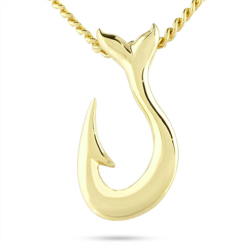 【10%OFFクーポンセール】 K18 ペンダント メンズ 18金 18k 喜平用 喜平 フィッシュフック ホエールテール 釣り針 イエローゴールドk18 マリン系 地金 チェーン ネックレス｜ジュエリー工房アトラス