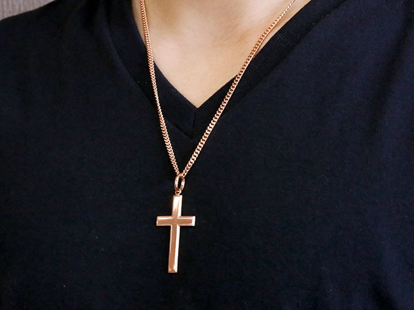 かわいい新作 ペンダント ピンクゴールドk18 アクアマリン ネックレス クロス メンズ ネックレス シンプル クロスデザインネックレス お守りとしても人気 十字架 クリスマス 男性 18金 3月の誕生石 人気 チェーン 地金 シンプル メンズアクセサリー