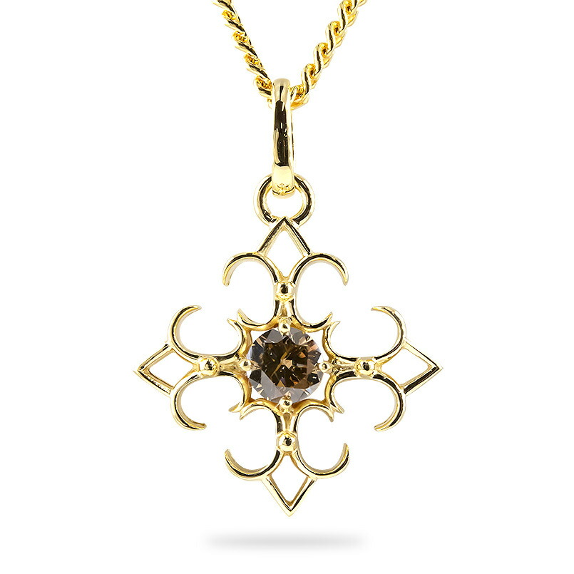 【10%OFFクーポンセール】 ネックレス メンズ 18金 ペンダントトップ 18k 喜平用 ブラウンダイヤモンド 1ct 一粒 大粒 クロス イエローゴールドk18 喜平チェーン 十字架 ペンダント|ジュエリー工房アトラス
