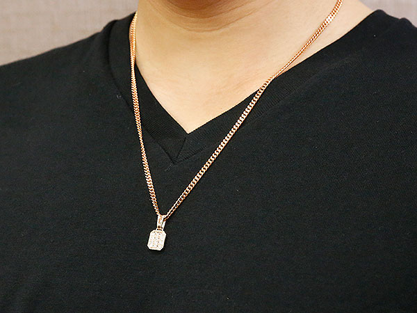 53%OFF!】 10金 ペンダントトップ ネックレス メンズ 男性 喜平用 ダイヤモンド ピンクゴールドK10
