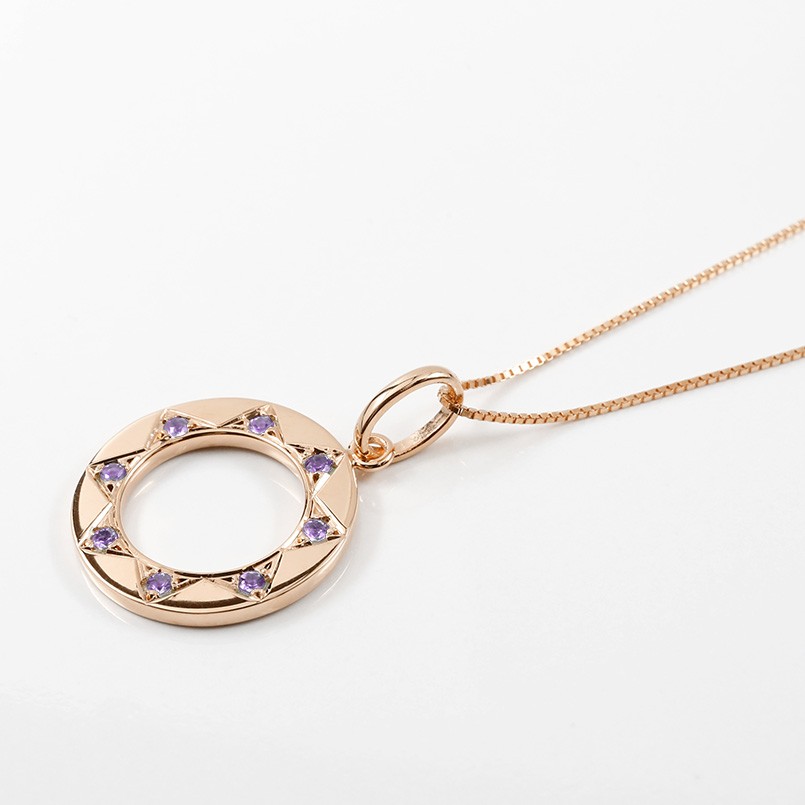 ネックレス アメジスト ピンクゴールドk18 ダンダラ模様 八 ペンダント トップ 18金 ベネチアンチェーン 太陽 富士山 8 縁起数 リング つや消し 送料無料 Lgbtq ユニセックス 男女兼用 人気 Painfreepainrelief Com