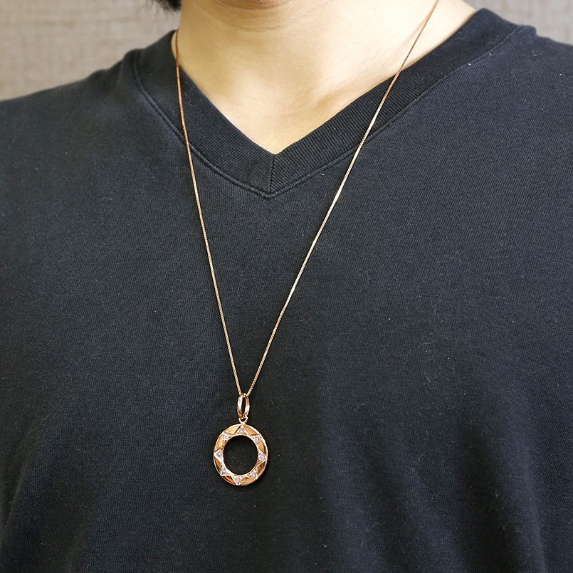 18金 ネックレス メンズ ピンクサファイア ピンクゴールドk18 ダンダラ模様 八 ペンダント トップ 太陽 富士山 8 縁起数 リング ホーニング加工 つや消し 送料無料 人気 Formenterarent Es