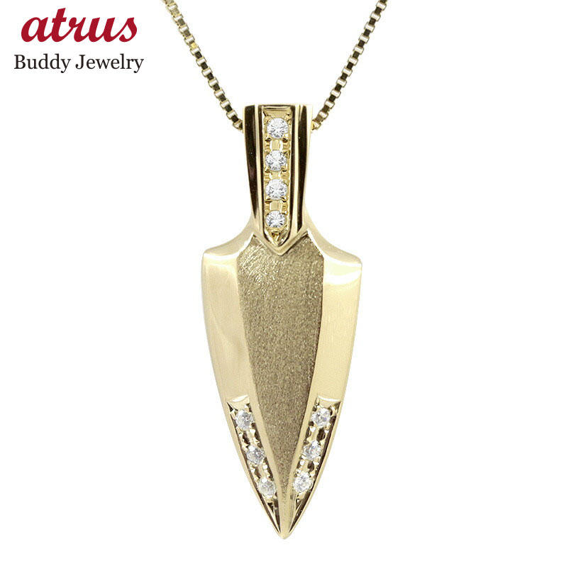 ポイント10倍 4 23 時から の 18金 ネックレス ペンダント ベネチアンチェーン 18k ネックレス メンズ ダイヤモンド イエローゴールドk18 やじり つや消し 送料無料 アローヘッド 人気 ペンダントトップ ダイヤ 男性用 の ベネチアンチェーン 矢じり ラッピング不可