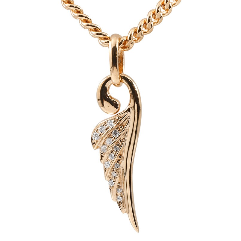 【10%OFFクーポンセール】 ネックレス メンズ 18金 ペンダントトップ 18k 喜平用 ダイヤモンド ピンクゴールドk18 羽根 喜平 天使 エンジェル 羽 フェザー人気 ペンダント｜ジュエリー工房アトラス