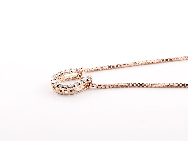 18金 ネックレス ペンダントトップ ダイヤ メンズ 18k 蹄鉄 チェーン