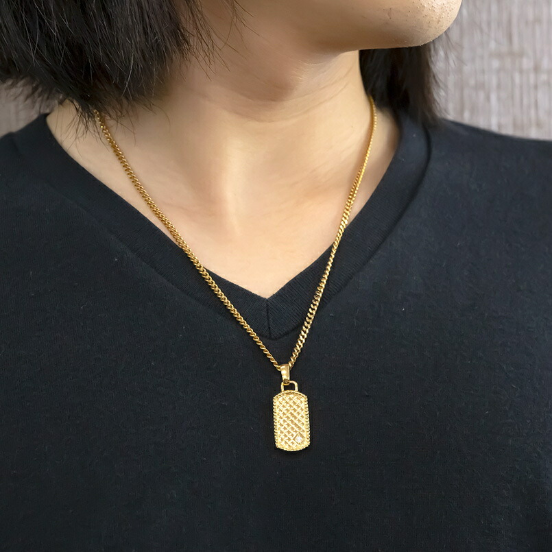 ゴールド ネックレス メンズ ダイヤ 喜平用 ダイヤモンド 一粒 タグ シンプル ペンダント トップ 10金 イエローゴールドk10 ミル打ち 男性 キヘイチェーン 送料無料 Natural Gaz Org