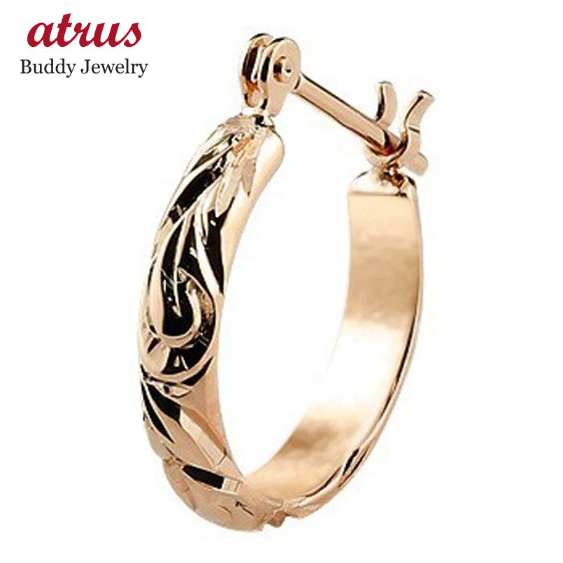フープピアス 18k 18金 ピアス フープ ハワイアンジュエリー ゴールド18k 片耳 地金 ピンクゴールドk18 リング ファーストピアス ユニセックス 46,800円