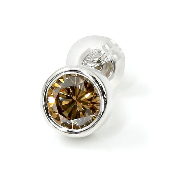 楽天市場 あす楽 プラチナ ピアス メンズ 片耳 ブラウンダイヤモンド 大粒 一粒 ダイヤ 4月誕生石 Pt900 スタッドピアス 男性用 送料無料 ジュエリー工房アトラス