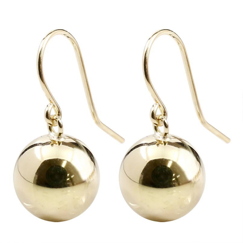 18金 ピアス メンズ 両耳 丸玉 8ミリ フックピアス イエローゴールド K18 18k 地金｜ジュエリー工房アトラス