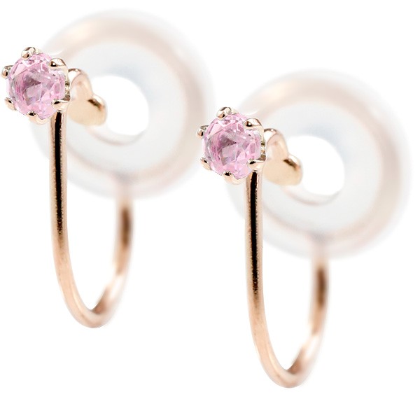 メンズ 手作り メンズ メンズ 人気 ピンクサファイア ノンホールピアス クリップ式 シリコン イヤリング ピアス 10金 イヤリング ピンクゴールドｋ10 ピアス クリップ式 送料無料 ジュエリー工房アトラス