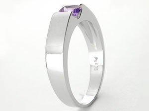 リング アメジスト 指輪 ピンキーリング シルバー 2月誕生石 ストレート スクエア sv925 人気 送料無料 LGBTQ ユニセックス 男女兼用
