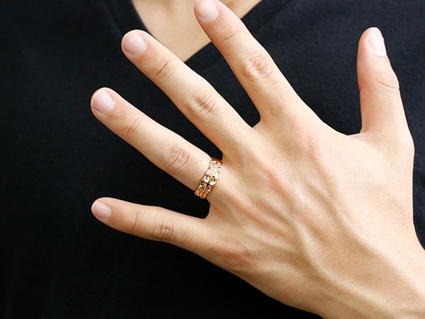 メンズ リング ピンクゴールドk10 クロス ユリの花 幅広 指輪 地金 リング シンプル 宝石なし ピンキーリング フルール ド リス 10金 男性用 送料無料 人気 Bla Org Bw