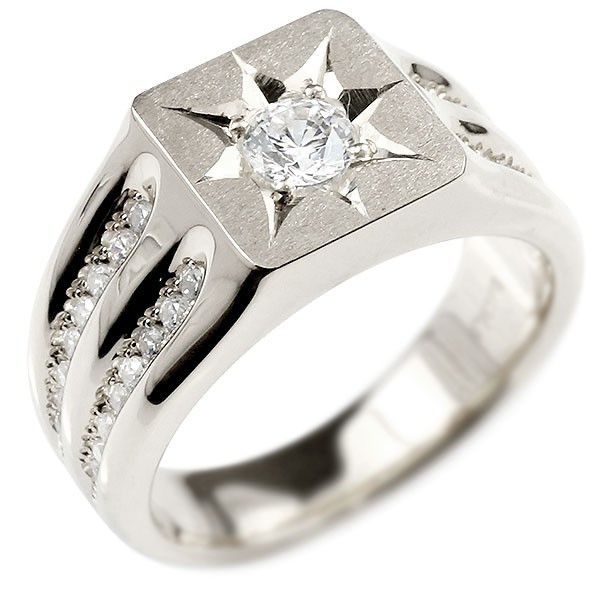 楽天市場 メンズ プラチナリング キュービックジルコニア 幅広 印台 指輪 リング つや消し ホーニング加工 Pt900 男性用 送料無料 ジュエリー工房アトラス