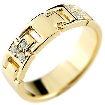 【10%OFFクーポンセール】 18金 リング メンズ ダイヤモンド 指輪 イエローゴールドk18 K18YG 幅広 ストレート｜ジュエリー工房アトラス