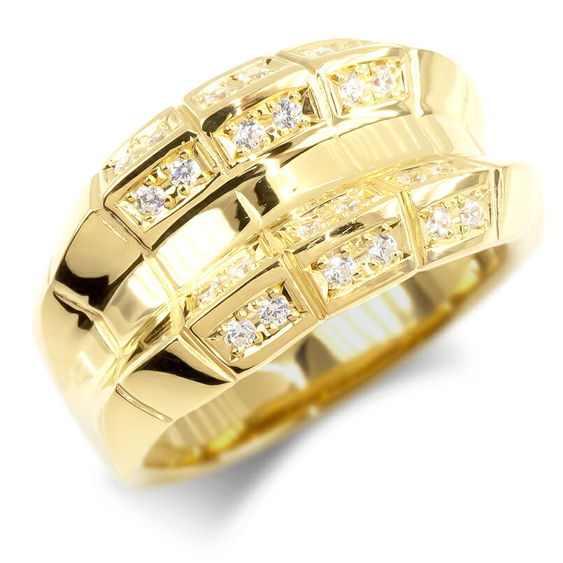 【10%OFFクーポンセール】 18金 リング メンズ 指輪 幅広 ダイヤモンド イエローゴールドk18 k18 ピンキーリング ダイヤ｜ジュエリー工房アトラス
