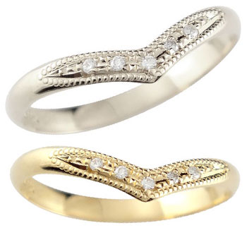 ペアリング カップル 18金 プラチナ リング 結婚指輪 ダイヤ