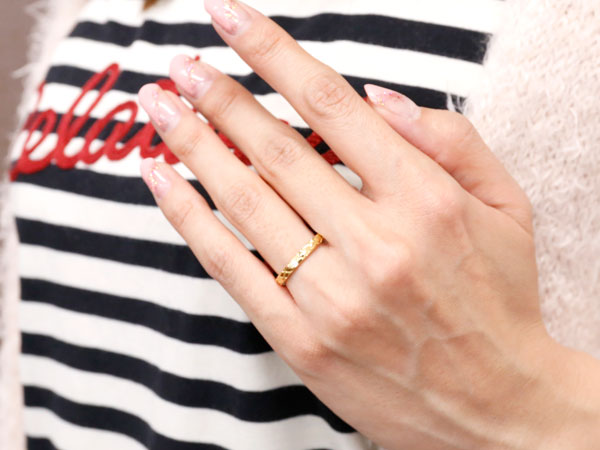 ペアリング カップル 結婚指輪 女性 ダイヤ10金 人気 イエローゴールド