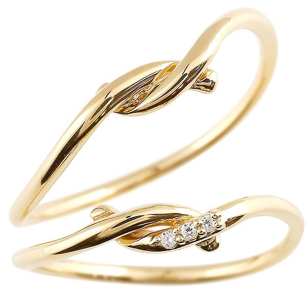 ペアリング カップル 2個セット マリッジリング 18金 18k ダイヤモンド 男女兼用 リング 結婚指輪 結び LGBTQ 女性 プレゼント 細い ストレート 華奢 イエローゴールドk18 スイートペアリィー 男女兼用アクセサリー | windowmaker.com