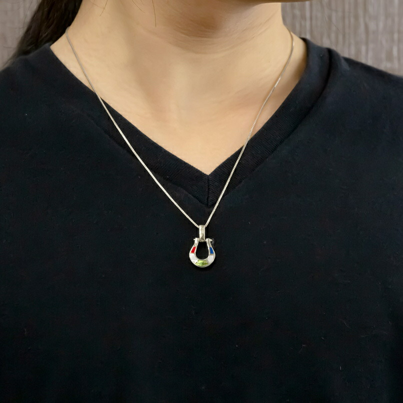 ネックレス メンズ 馬蹄 ゴールド ダイヤモンド リバーシブル 10金 ホワイトゴールドk10 エポキシ樹脂 ペンダントトップ 蹄鉄 バテイ 男性 ポップ 人気 男性用 送料無料