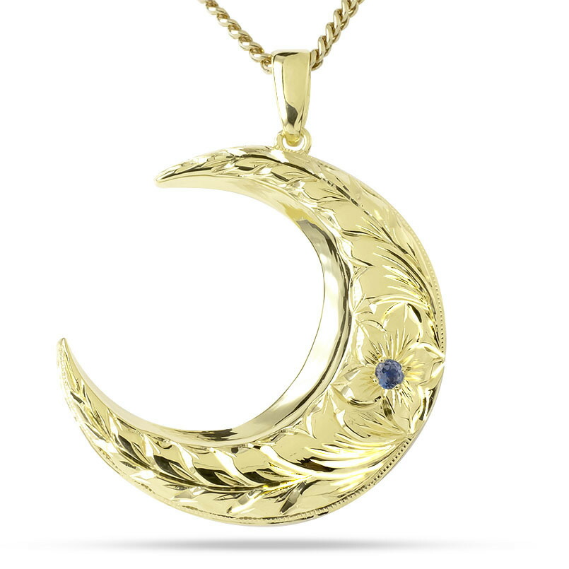 ポイント10倍 ハワイアンジュエリー 4 23 メンズジュエリー アクセサリー 時から 4 23 18金 ネックレス メンズ ハワイアンジュエリー 喜平用 サファイア イエローゴールドk18 ペンダントトップ 三日月 チェーン プルメリア 喜平 人気 送料無料 の 銀座 ブランド割引 の