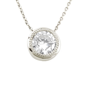 プラチナ ネックレス ダイヤモンド レディース ダイヤ一粒 大粒 0.50ct ソリティア ミル打ち チェーン