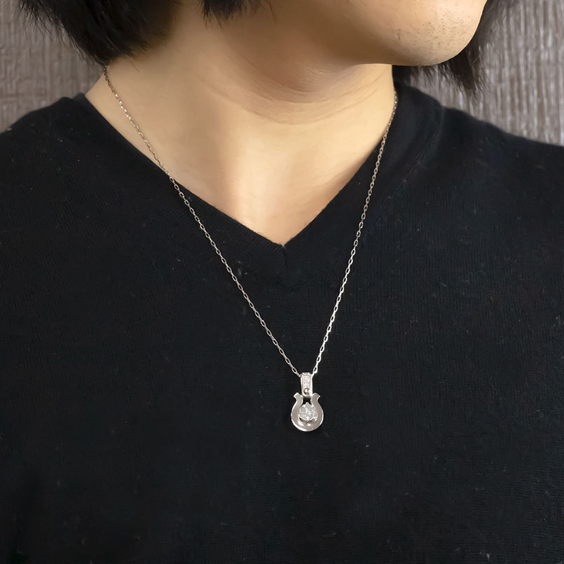 プラチナ 18金 ペアネックレス ダイヤモンド ブラウンダイヤモンド 大粒 馬蹄 pt900 イエローゴールドk18 ペンダントトップ チェーン LGBTQ 男女兼用 送料無料 レディース 女性メンズ 男性