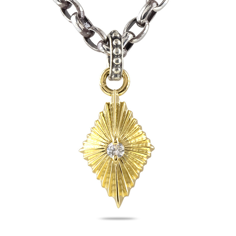 ダイヤモンド　ネックレス　トップのみ 24金 ネックレス トップ 純金 鍛造 ダイヤモンド 0.13ct メンズ