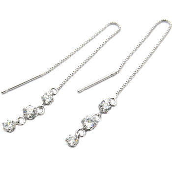 ピアス プラチナ ロングピアス ダイヤモンド 0.40ct pt900 pt850 レディース アメリカンピアス トリロジー 両耳