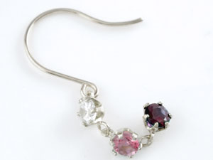 18金 ピアス 揺れる ルビー ピンクトルマリン フックピアス ホワイトゴールドk18 天然石 宝石 18k 揺れるピアス 送料無料 LGBTQ ユニセックス 男女兼用