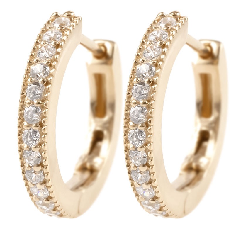 【10%OFFクーポンセール】 フープピアス 18k レディース 18金 フープ ダイヤモンド ゴールド リング 中折れ式 ステンレスバネ入り ピンクゴールドk18 ミル打ち ピアス 両耳用|ジュエリー工房アトラス