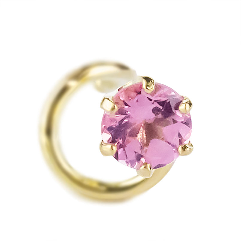 【最短発送】 18金 片耳ピアス ピンクスピネル つけっぱなし キャッチのいらないピアス キャッチなし ゴールド イエローゴールドk18 18k キャッチナッシャー 8月誕生石｜ジュエリー工房アトラス