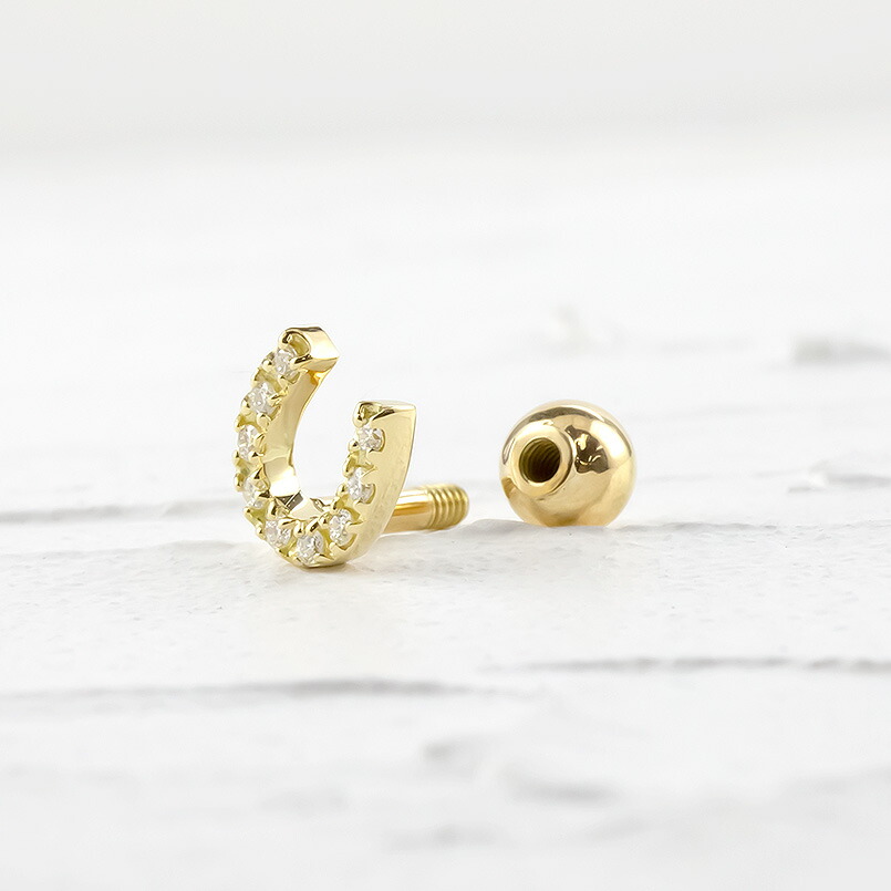 市場 あす楽 ボディピアス 18k ゴールド イエローゴールドk18 14G ...