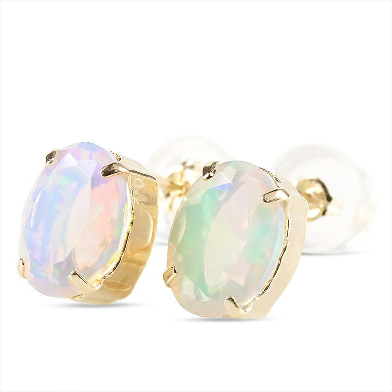 【25%OFFクーポンセール】【最短発送】 10金 ゴールド ピアス ペア エチオピアオパール 大粒 一粒 スタッドピアス 10k イエローゴールドk10 宝石 ユニセックス 10月誕生石