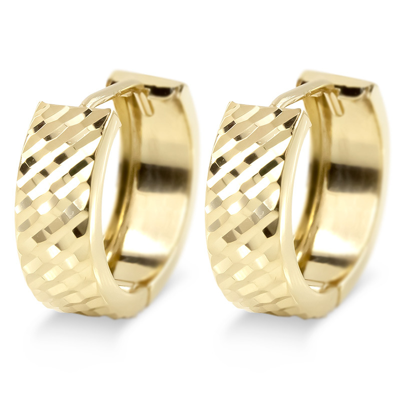 【10%OFFクーポンセール】 【最短発送】 フープピアス 18k 18金 リング フープ カット ゴールド イエローゴールドk18 ペア 地金 幅広 太め 両耳用 ピアス ユニセックス|ジュエリー工房アトラス