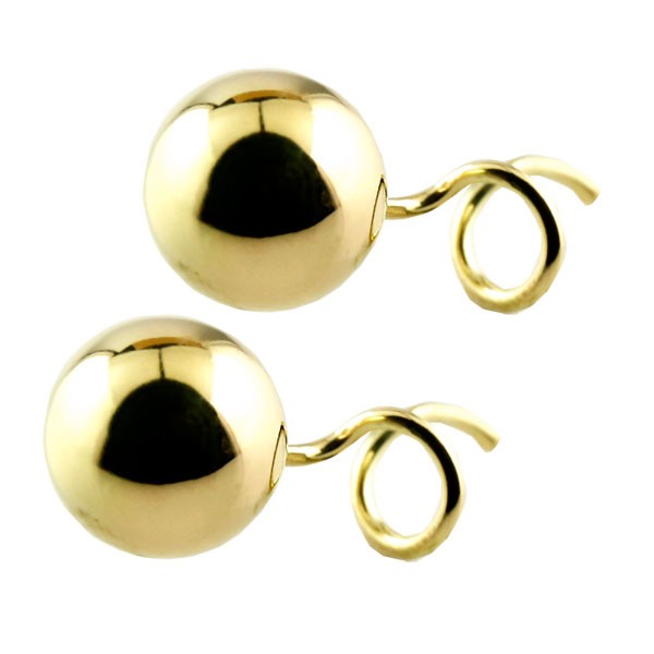 18金 ピアス つけっぱなしシンプル キャッチのいらないピアス キャッチなし 丸玉ピアス 7ミリ イエローゴールドk18 地金 キャッチナッシャー ユニセックス スパイラルピアス 37,700円