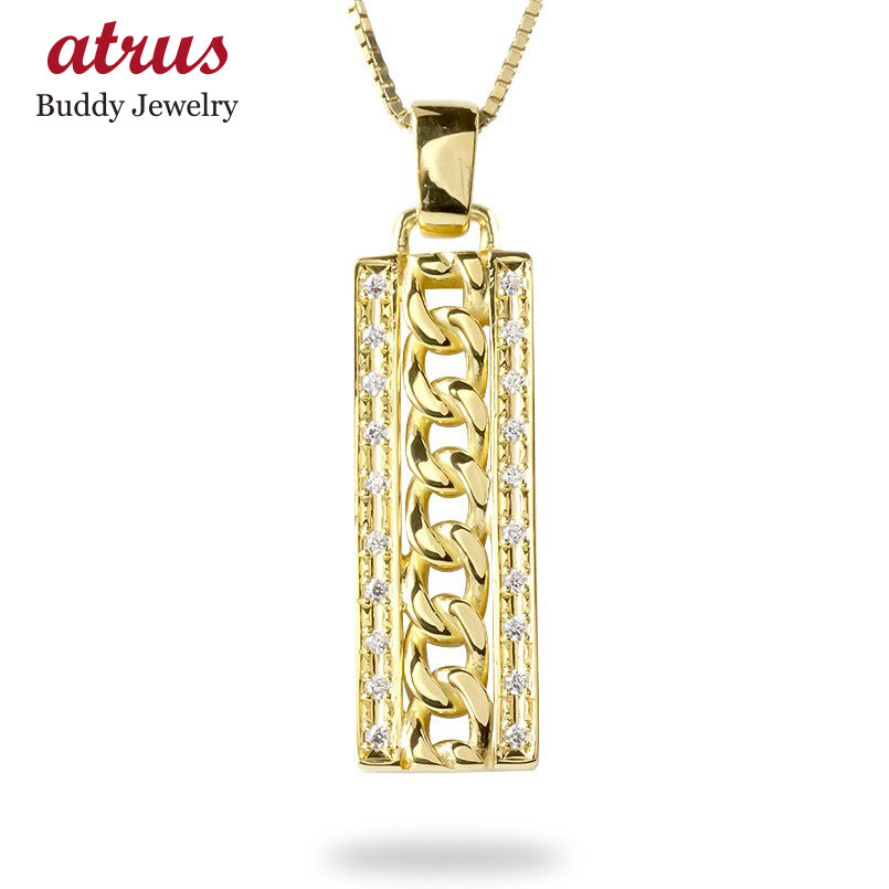 楽天市場 18金 ネックレス メンズ ダイヤモンド 喜平 プレート ペンダント トップ 18k ゴールド イエローゴールドk18 シンプル キヘイチェーン 男性 の 送料無料 ジュエリー工房アトラス