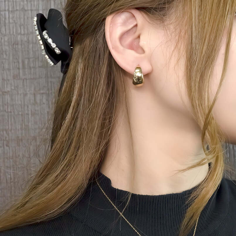 メンズピアス ピアス メンズ 18金 ペア フープピアス リング イエローゴールドk18 18k シンプル 地金 月甲 月形 三日月 大ぶり 男性 人気 両耳用 送料無料 限定価格セール