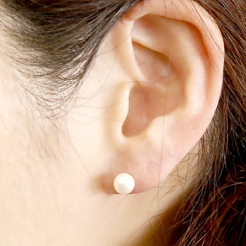 メンズ キャッチのいらないピアス つけっぱなし 片耳ピアス パールピアス ピアス ホワイトゴールドk10 あこや本真珠 フォーマル 10金 6月誕生石 キャッチナッシャー 宝石 送料無料 スパイラルピアス メンズピアス