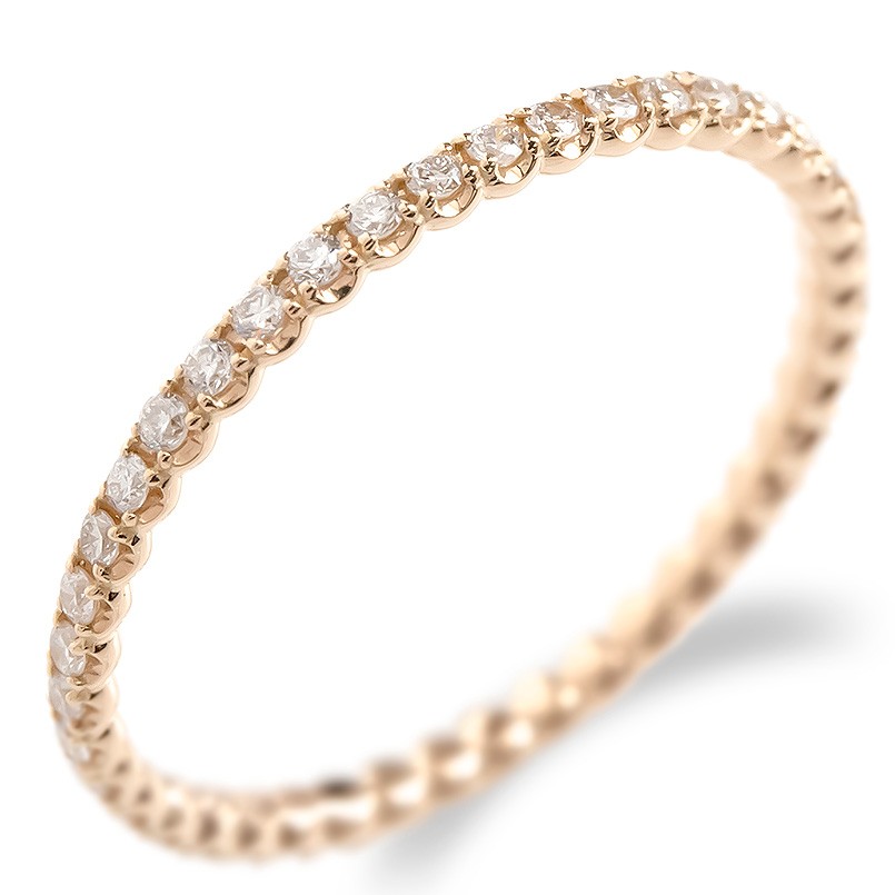 18金 リング ダイヤモンド フルエタニティ 指輪 ゴールド 18k ピンクゴールドk18 婚約指輪 エンゲージリング ピンキーリング ユニセックス