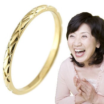 18金 リング ピンキーリング イエローゴールドk18 指輪 細身 華奢 アンティーク調 ばぁばリング 敬老の日 長寿 ストレート 18k k18 レディース|ジュエリー工房アトラス