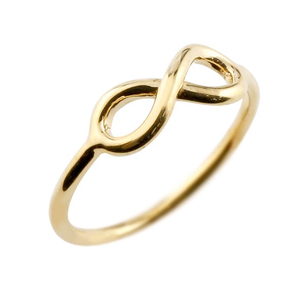 18金 K18 リング イエローゴールド インフィニティ 無限大 指輪 ストレート レディース 18k ピンキーリング 結婚10周年