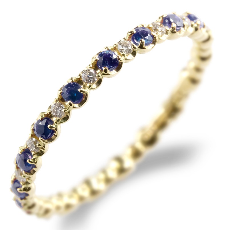 ダイヤ サファイア k18 リング　指輪　18金 楽天市場】18金 リング ダイヤモンド サファイア 指輪 フルエタニティ