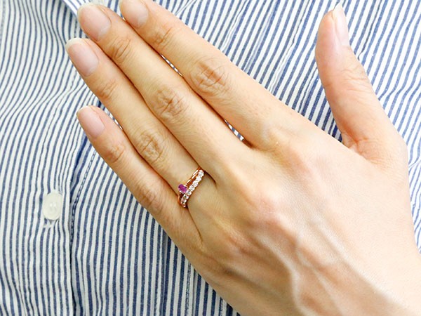 最大70%オフ! 18金 リング ルビー ピンクゴールドk18 指輪 キュービックジルコニア ウェーブ ハーフエタニティ 2連リング7月誕生石 普段使い 送料無料 LGBTQ 男女兼用18k cisoii.go.gov.br
