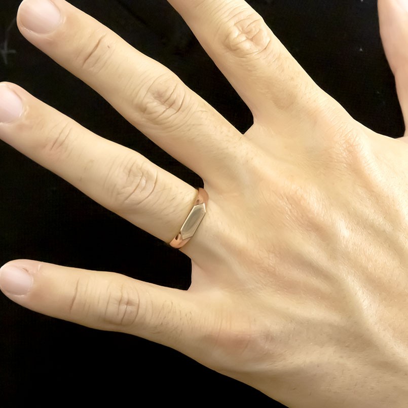 楽天市場 新春sale ゴールド リング メンズ 印台 指輪 地金 ピンクゴールドk10 10金 シンプル ピンキーリング リング 男性 送料無料 人気 ジュエリー工房アトラス