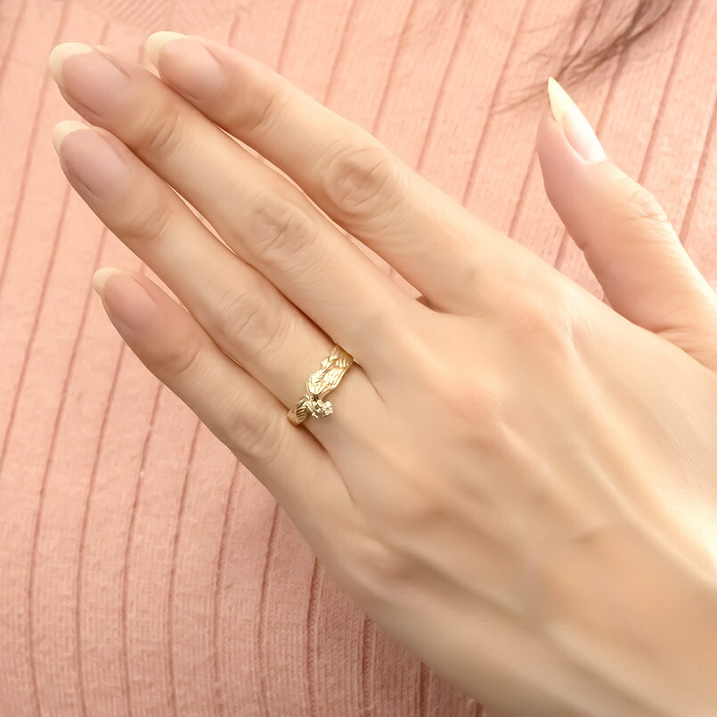 婚約指輪 ゴールド リング ダイヤ 鳳凰 ダイヤモンド レディース 指輪 10金 イエローゴールドk10 ピンキーリング 宝石 フェニックス 送料無料 人気