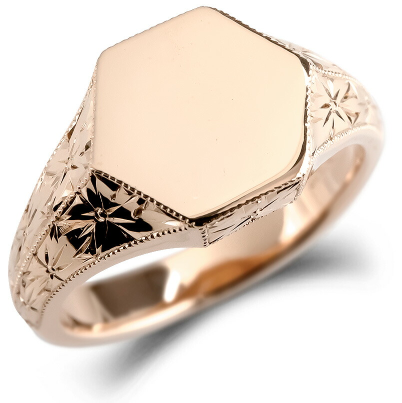 楽天市場】18金 リング 印台 シグネットリング 指輪 イエローゴールド