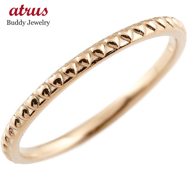 10金 リング ピンキーリング ピンクゴールドk10 ハート 指輪 細身 華奢 アンティーク調 レディース