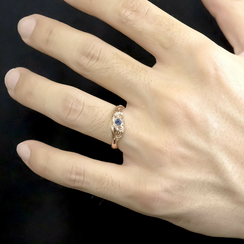 ハワイアンジュエリー 18金 リング スパイラル ピンキーリング 18k 選べる天然石 指輪 送料無料 ハワイアンリング